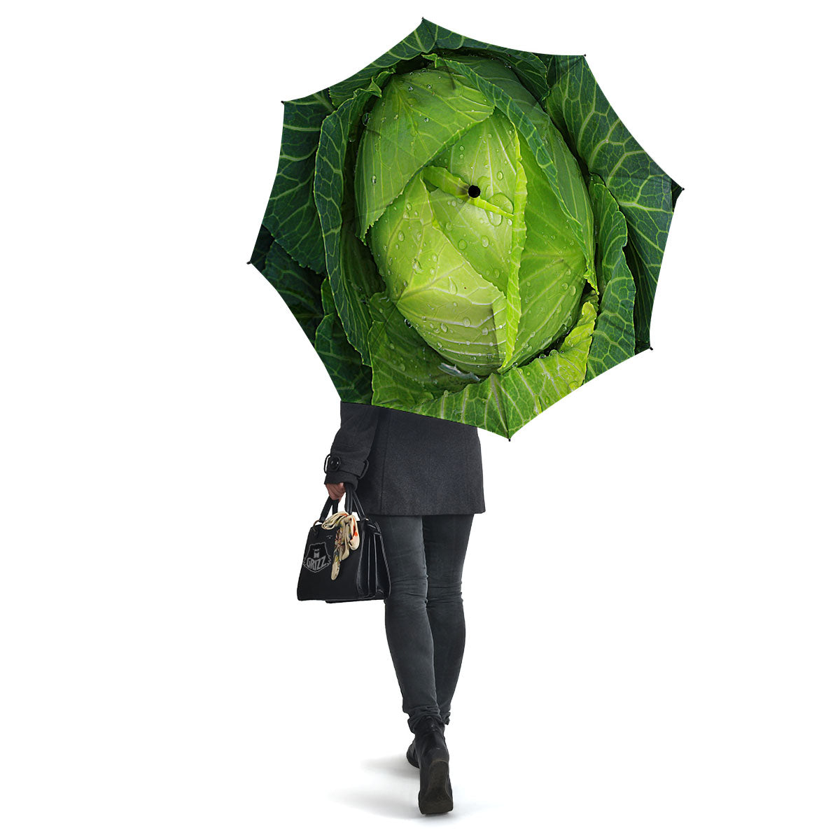 Cabbage Green Print Umbrella-grizzshop