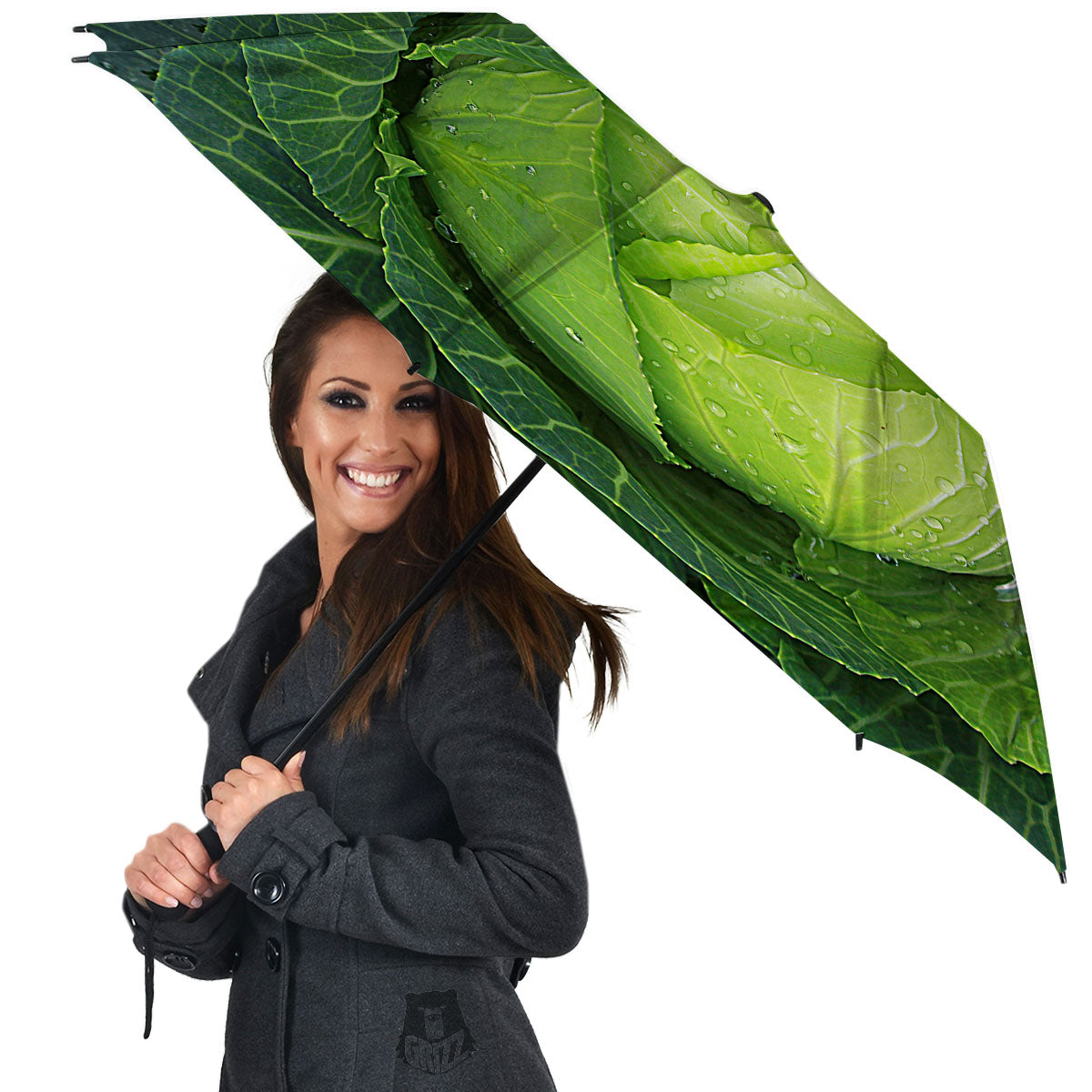 Cabbage Green Print Umbrella-grizzshop