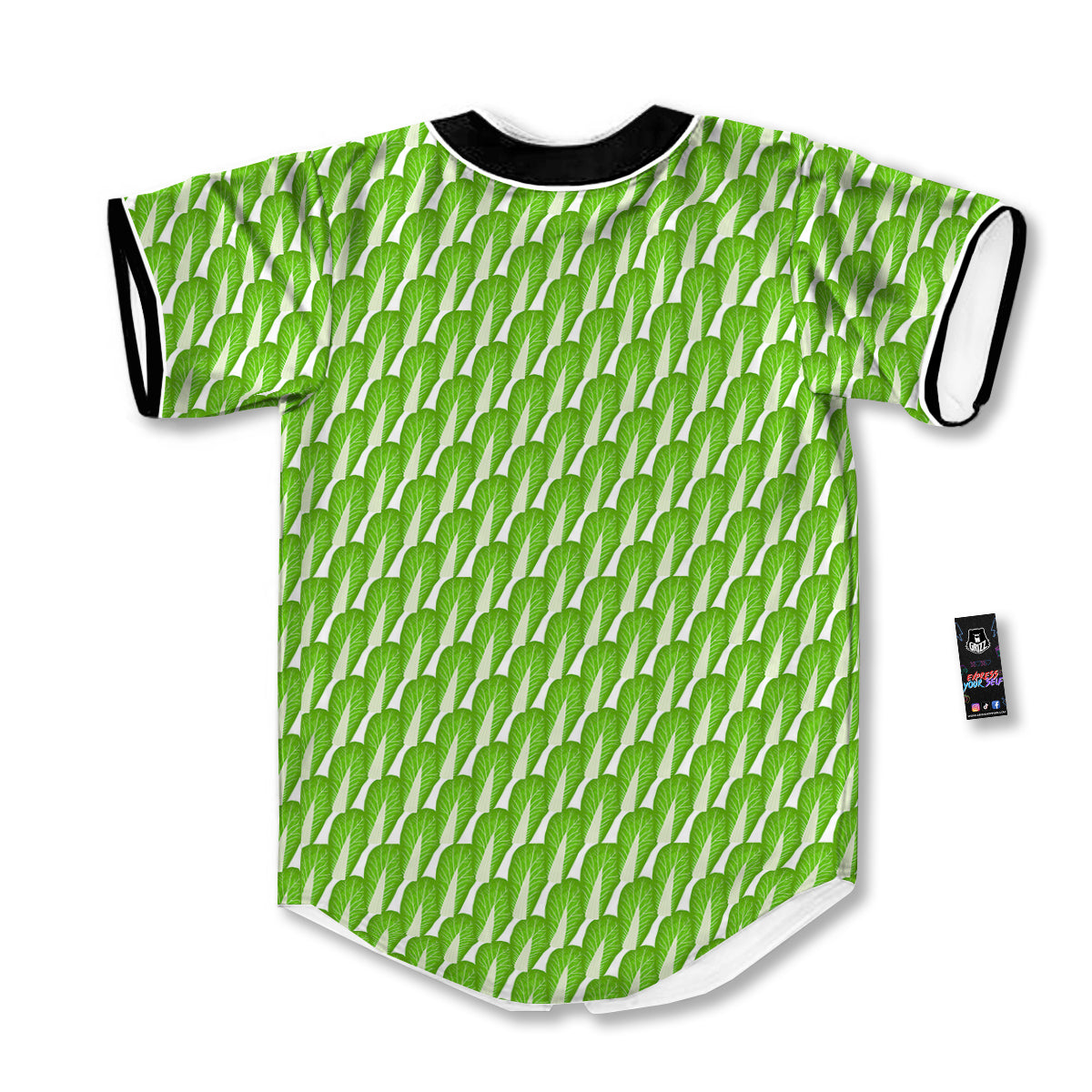 Cabbage Leaf Chinese Print Baseball Jersey-grizzshop