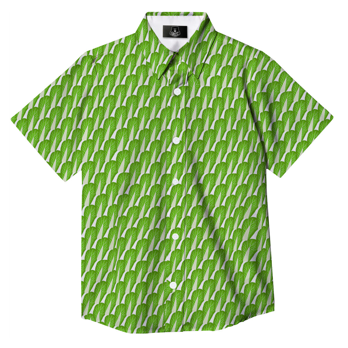 Cabbage Leaf Chinese Print Button Up Shirt-grizzshop