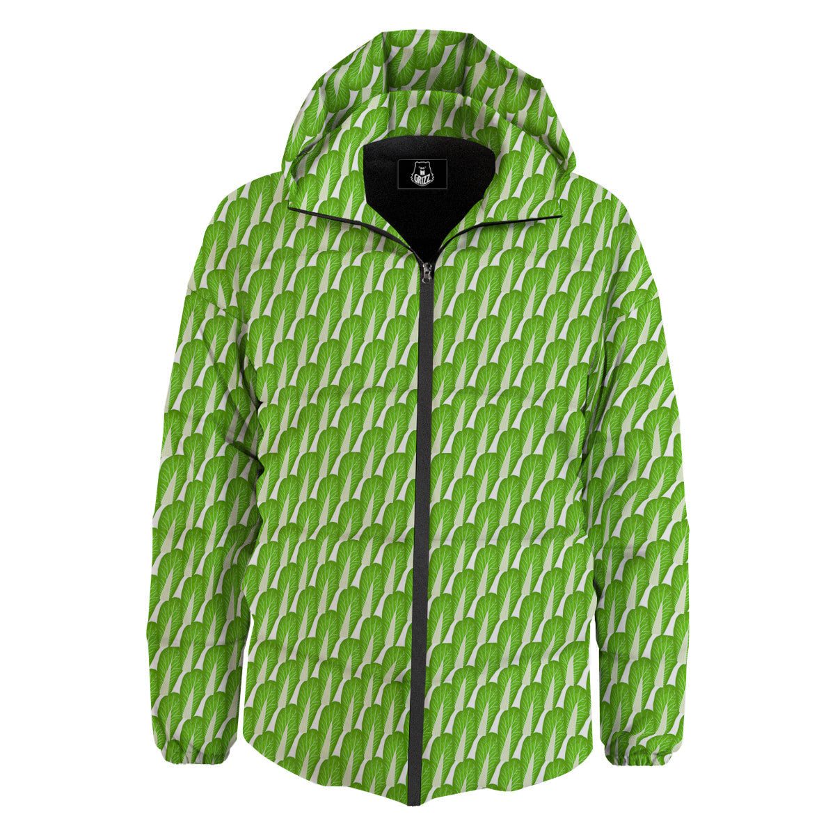 Cabbage Leaf Chinese Print Down Jacket-grizzshop