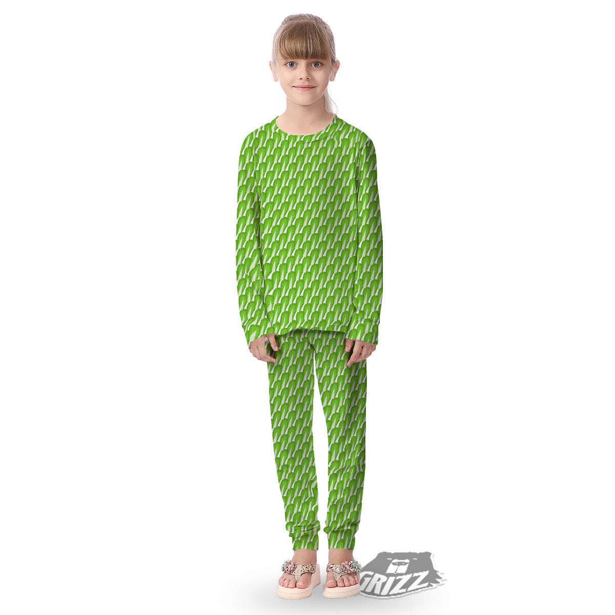 Cabbage Leaf Chinese Print Kid's Pajamas-grizzshop