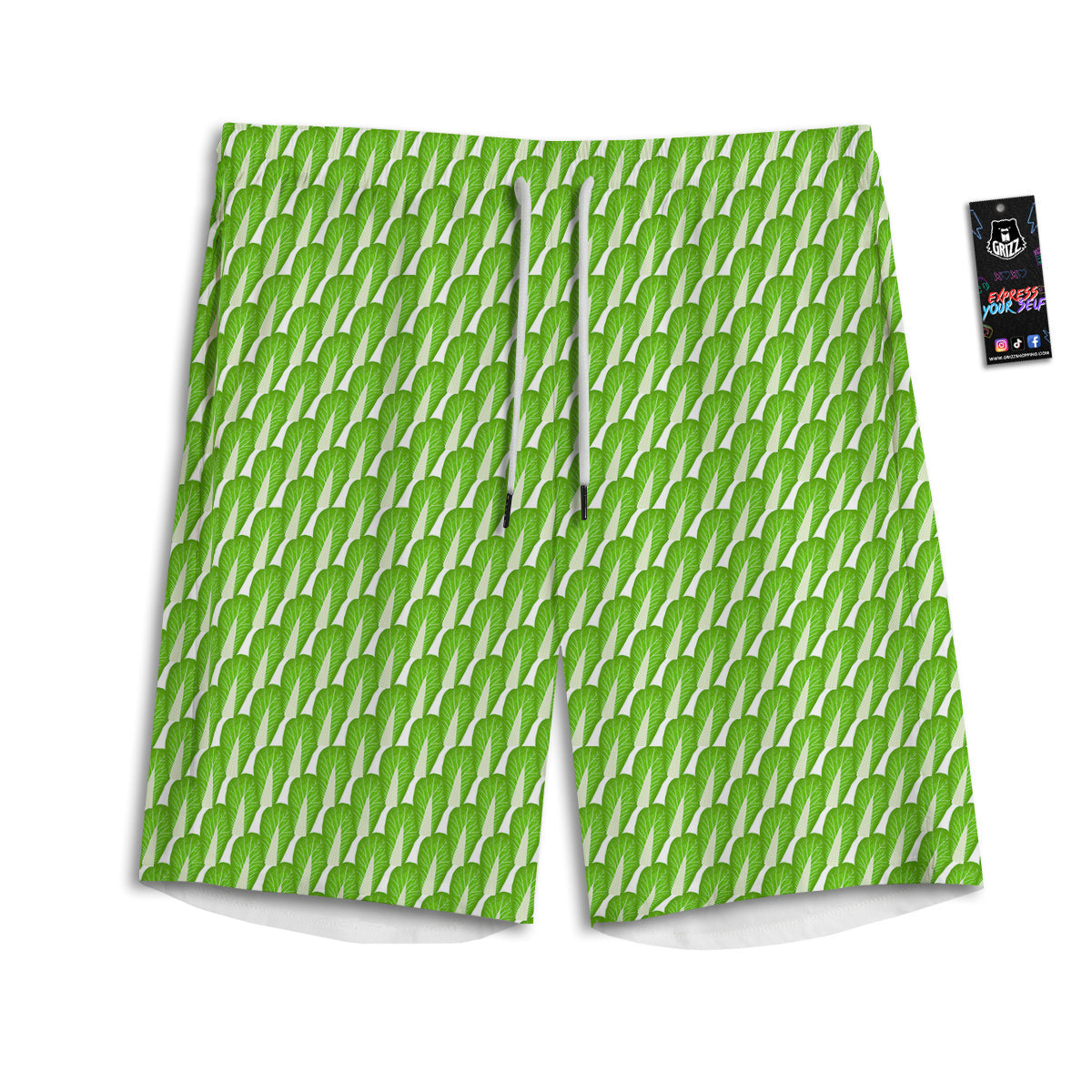 Cabbage Leaf Chinese Print Men's Athletic Shorts