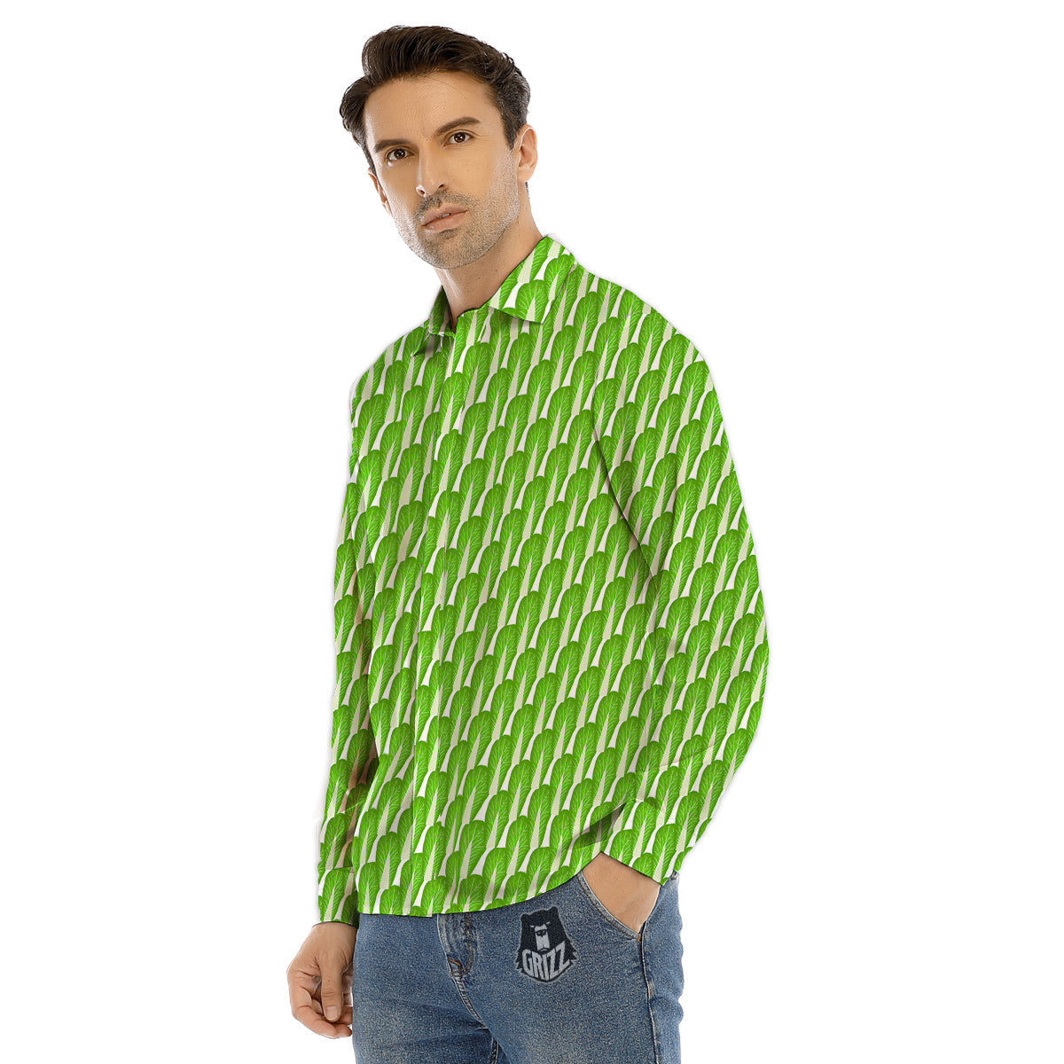 Cabbage Leaf Chinese Print Men's Dress Shirts-grizzshop