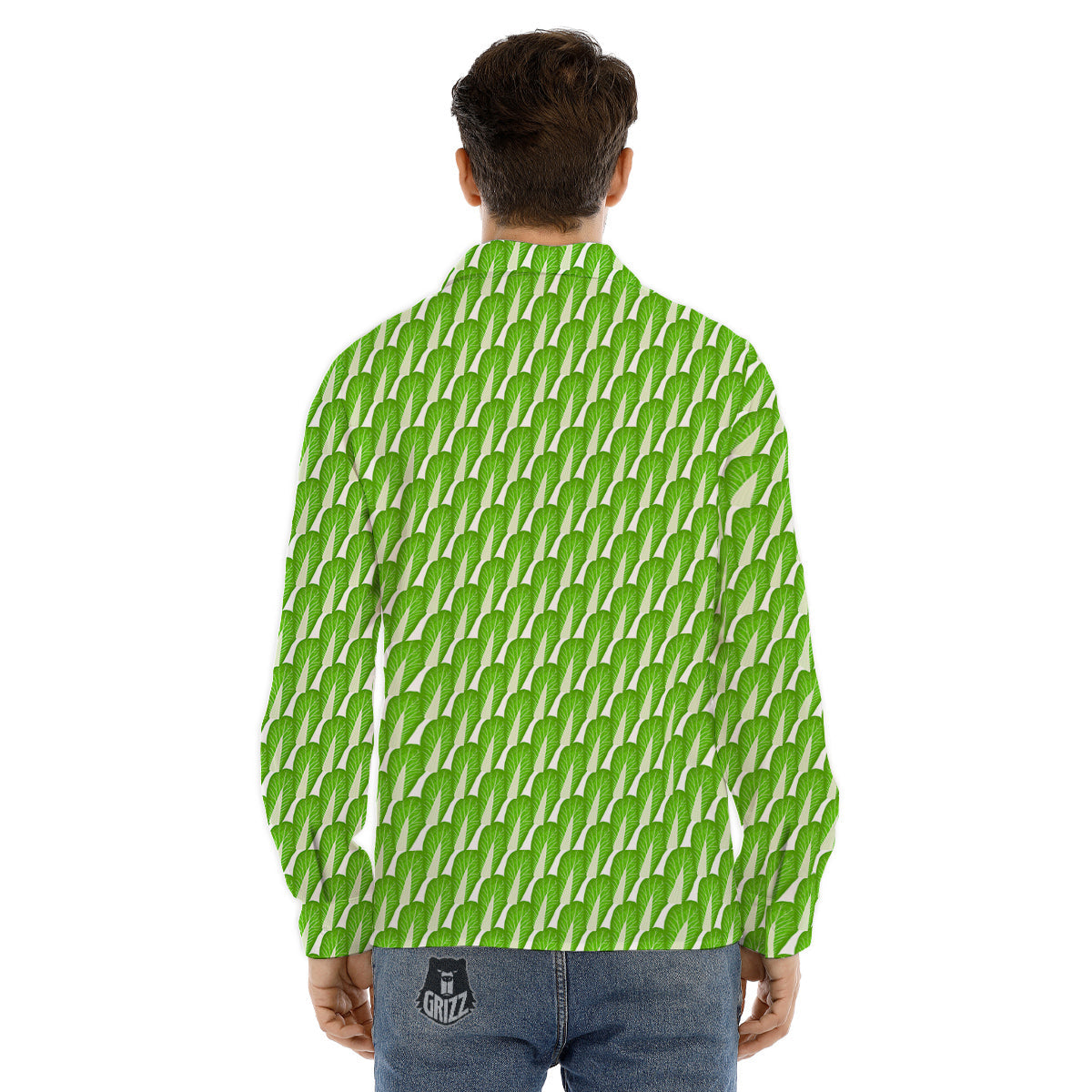 Cabbage Leaf Chinese Print Men's Dress Shirts-grizzshop
