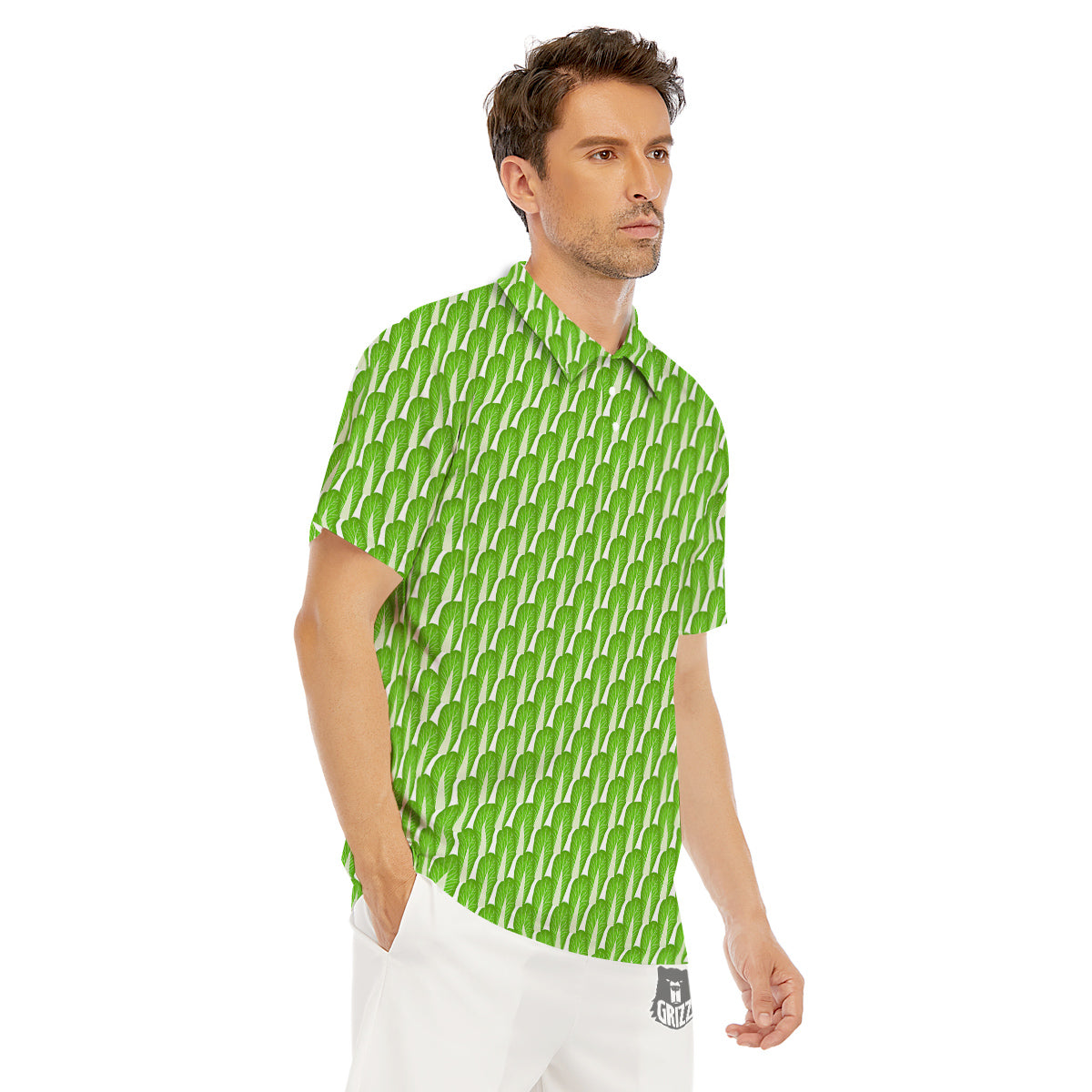 Cabbage Leaf Chinese Print Men's Golf Shirts-grizzshop
