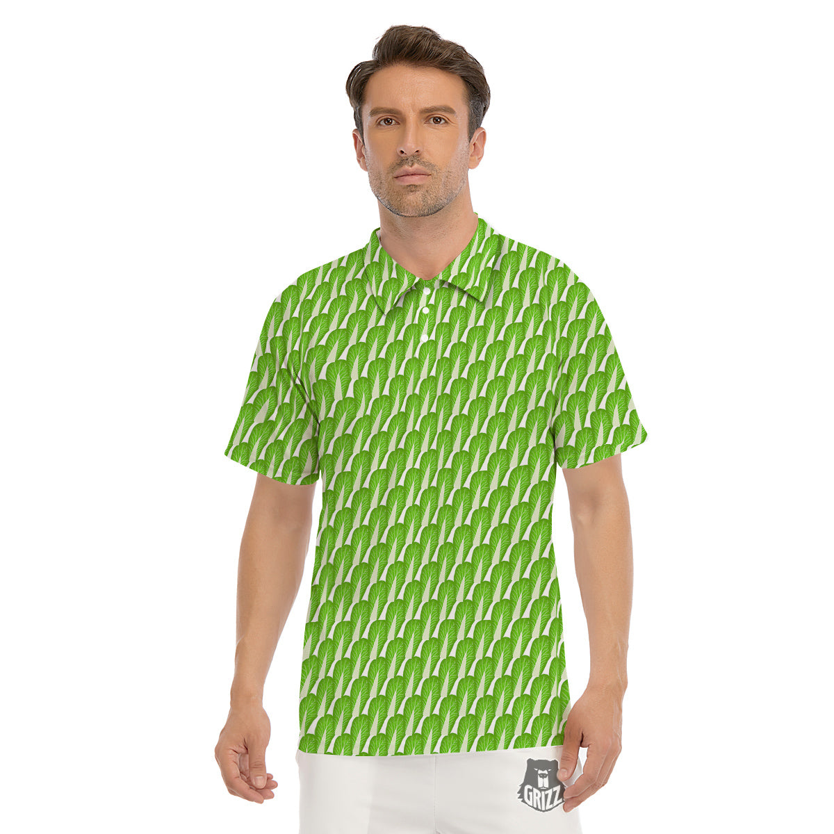 Cabbage Leaf Chinese Print Men's Golf Shirts-grizzshop