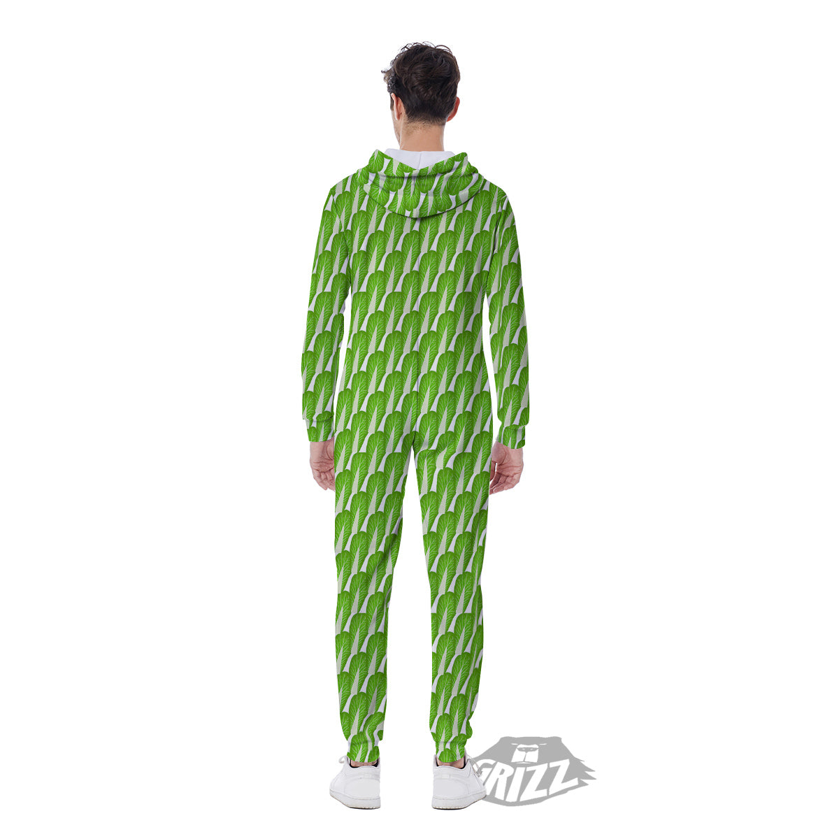 Cabbage Leaf Chinese Print Men's Jumpsuit-grizzshop