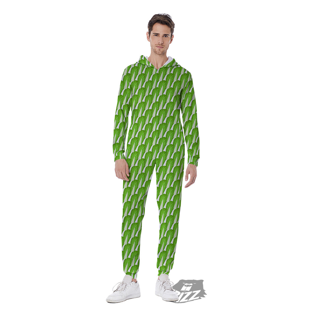 Cabbage Leaf Chinese Print Men's Jumpsuit-grizzshop