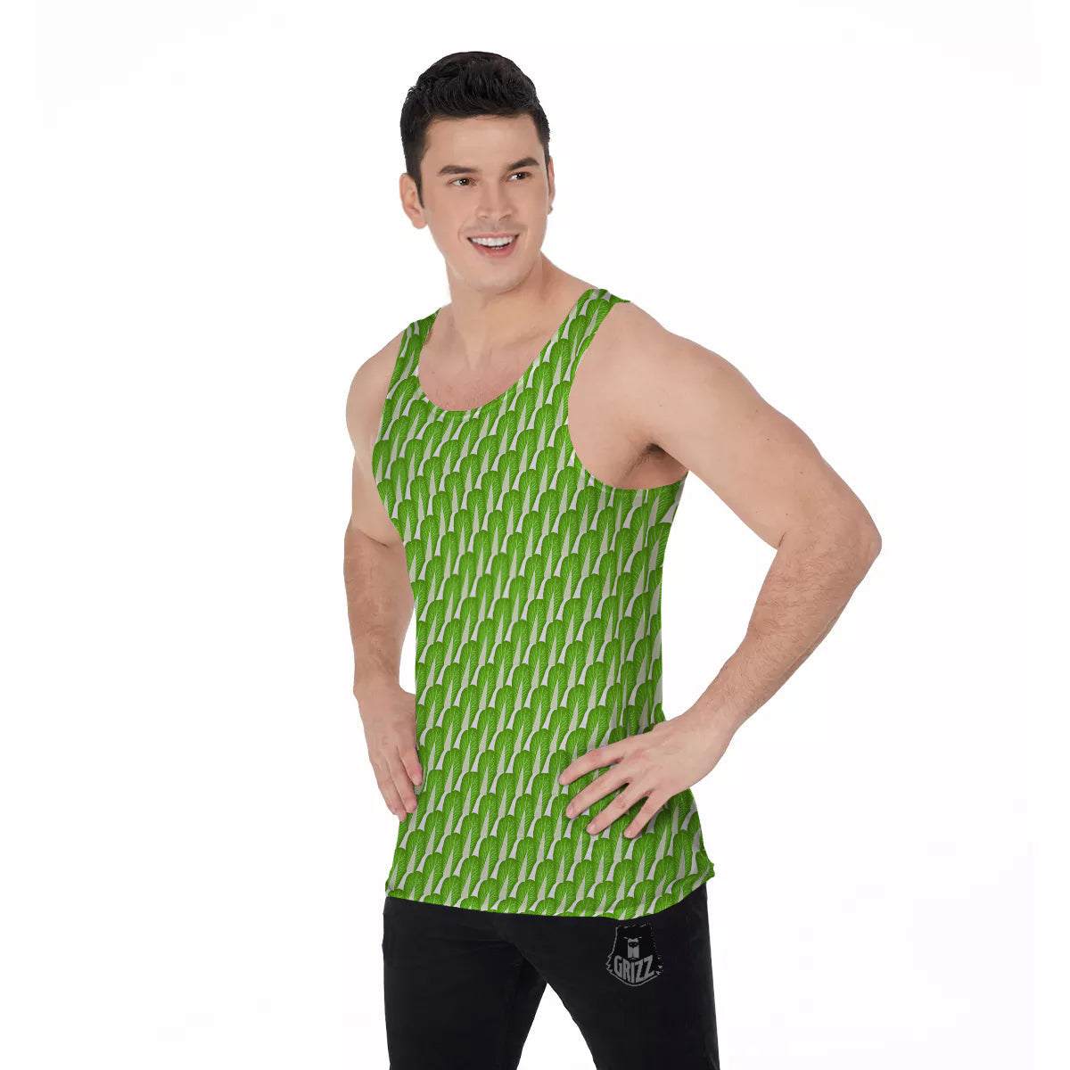 Cabbage Leaf Chinese Print Men's Tank Top-grizzshop
