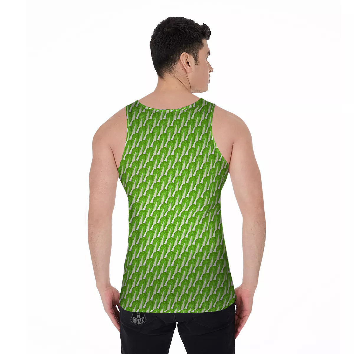 Cabbage Leaf Chinese Print Men's Tank Top-grizzshop