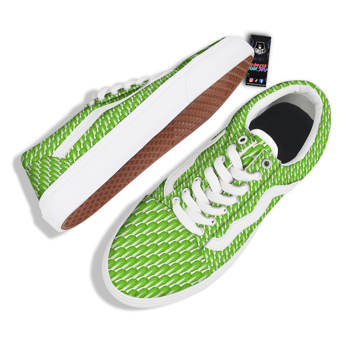 Cabbage Leaf Chinese Print Skate Shoes-grizzshop