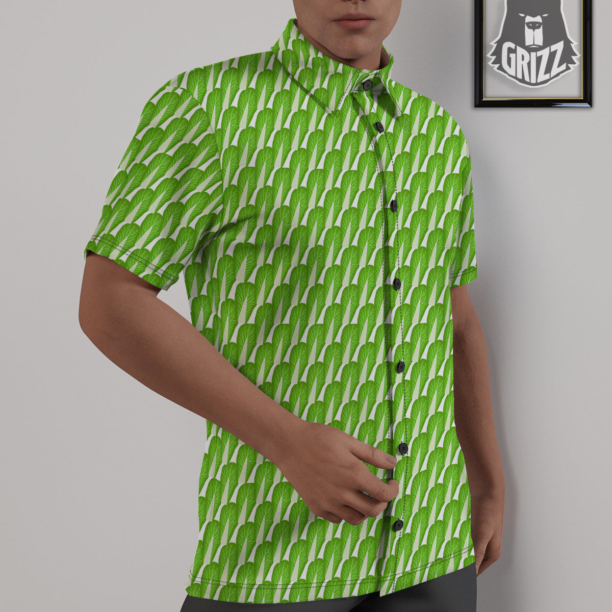 Cabbage Leaf Chinese Print Untucked Shirts-grizzshop
