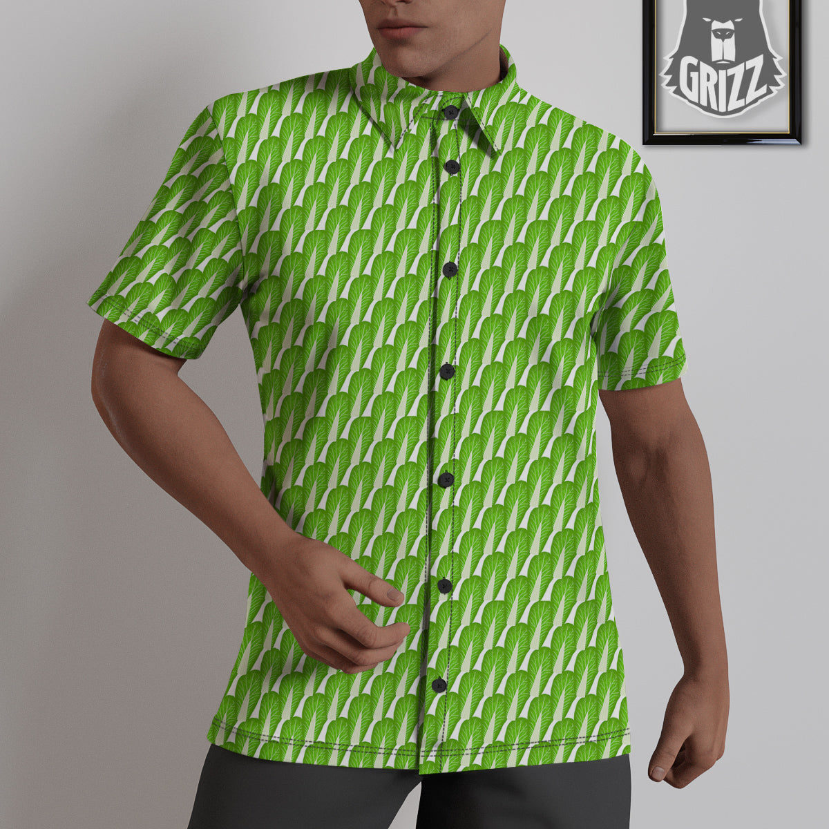 Cabbage Leaf Chinese Print Untucked Shirts-grizzshop