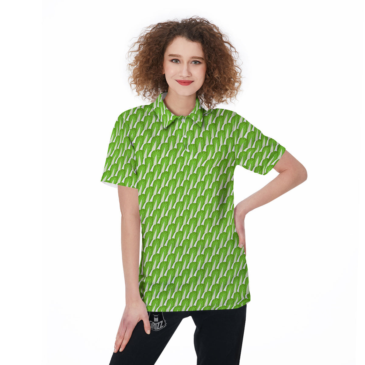 Cabbage Leaf Chinese Print Women's Golf Shirts-grizzshop