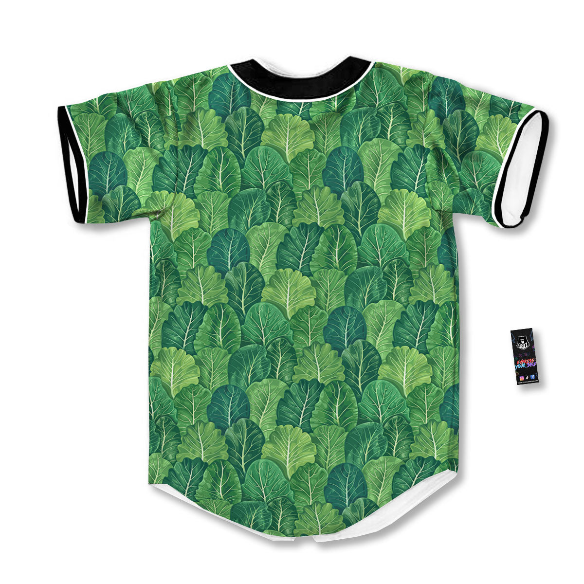 Cabbage Leaf Green Print Baseball Jersey-grizzshop