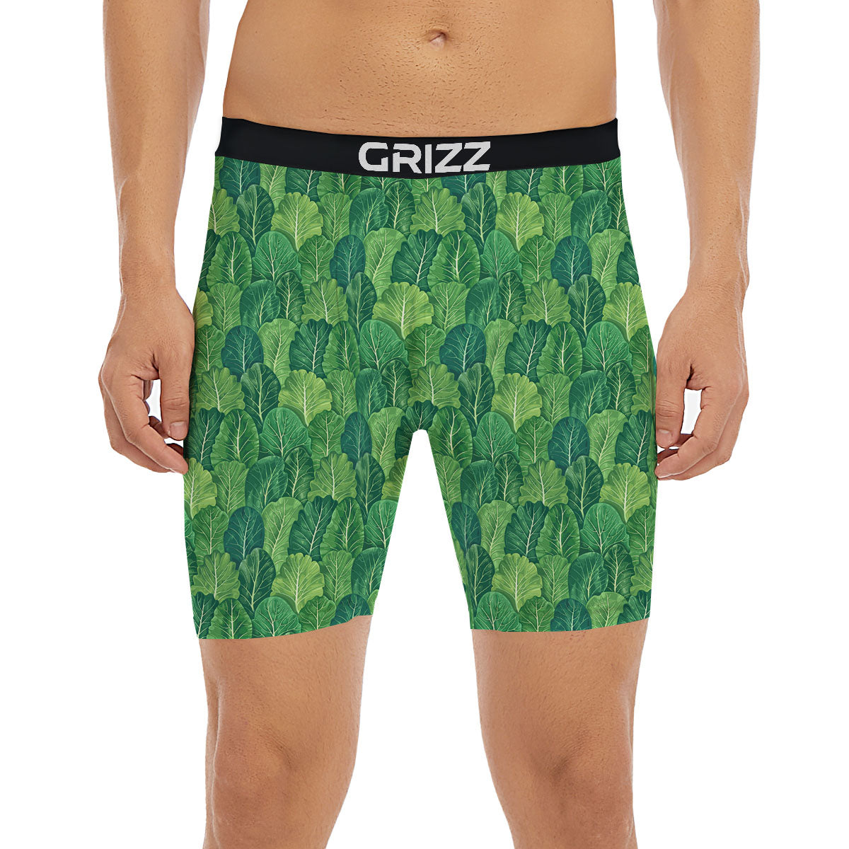 Cabbage Leaf Green Print Boxer Briefs-grizzshop