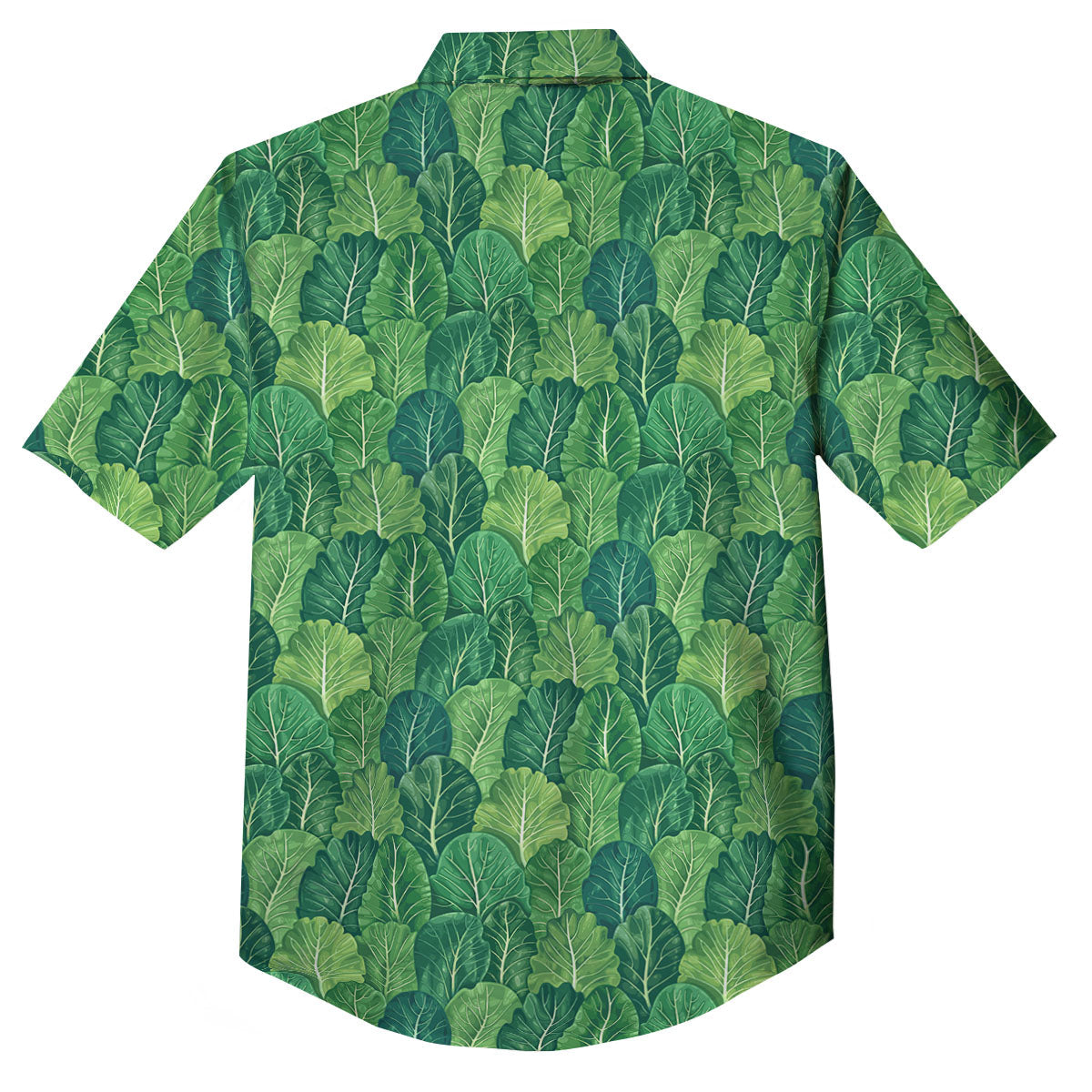 Cabbage Leaf Green Print Button Up Shirt-grizzshop