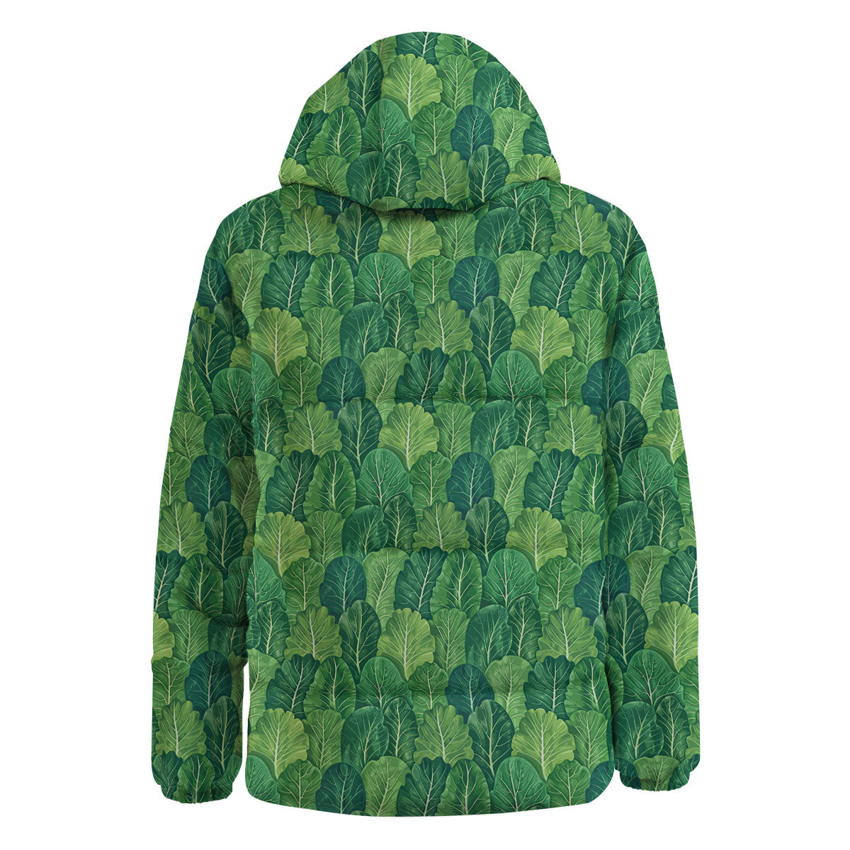 Cabbage Leaf Green Print Down Jacket-grizzshop