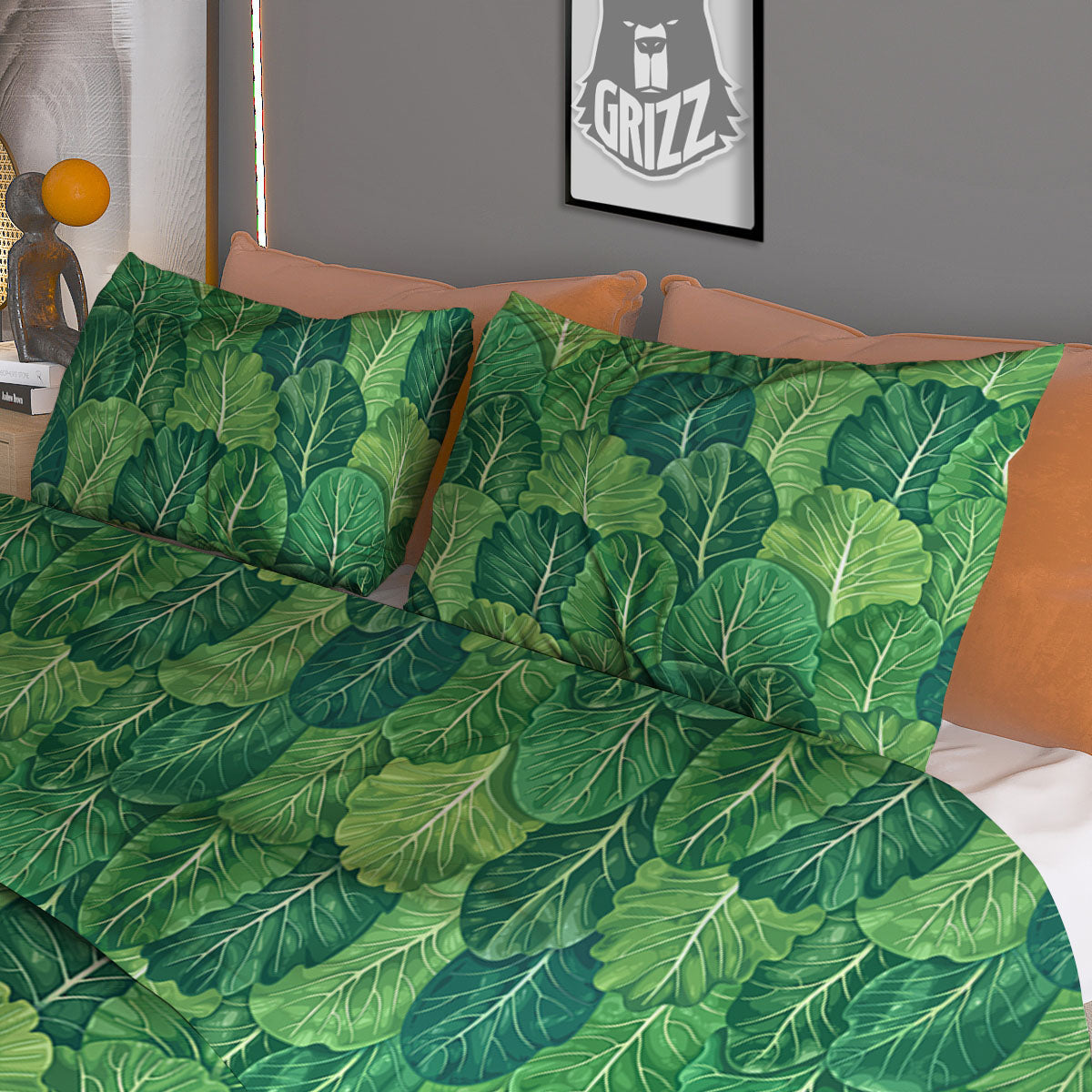 Cabbage Leaf Green Print Duvet Cover Bedding Set