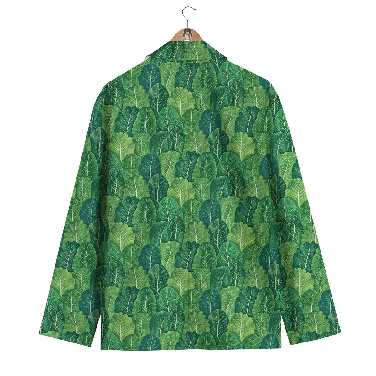 Cabbage Leaf Green Print Men's Blazer-grizzshop