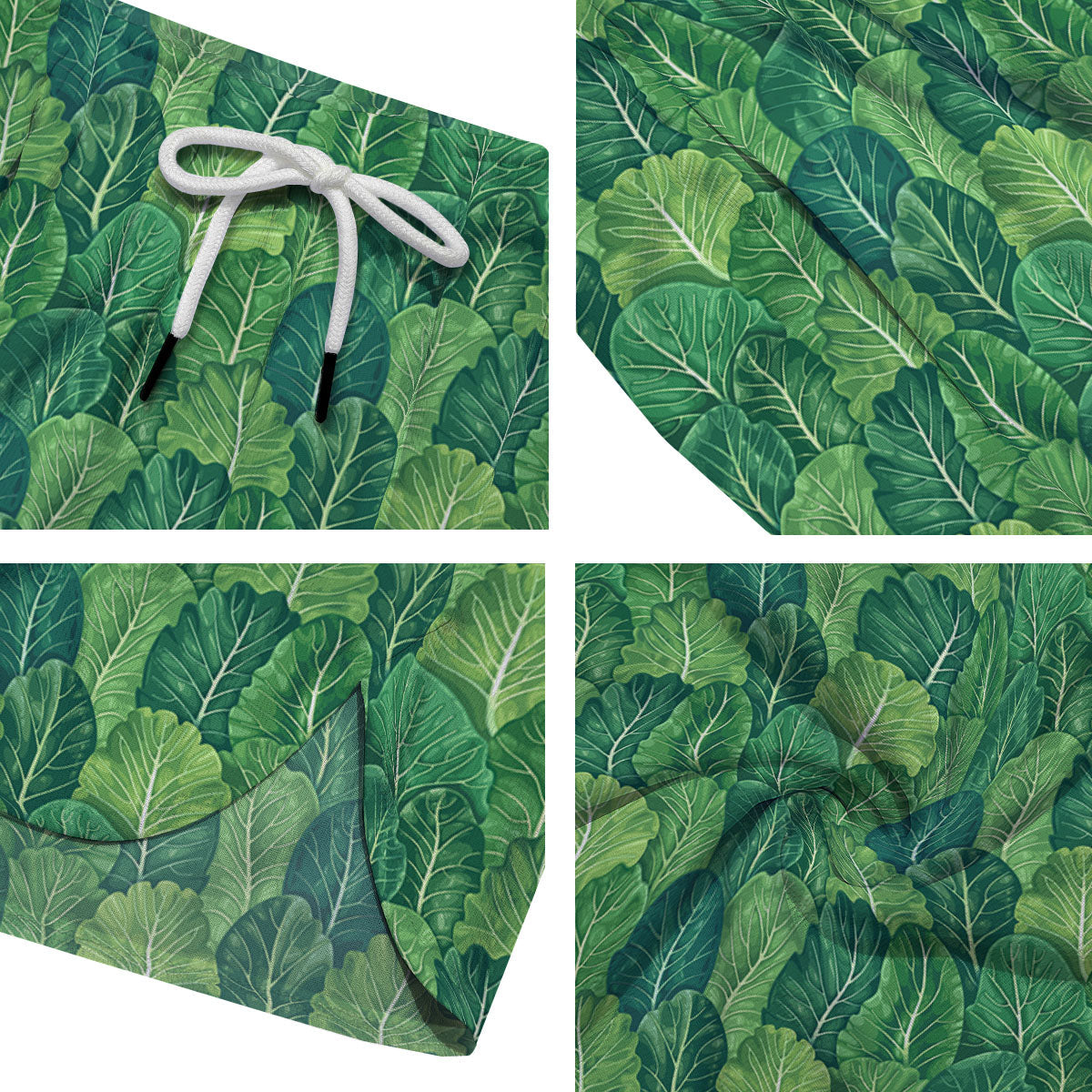 Cabbage Leaf Green Print Men's Running Shorts-grizzshop