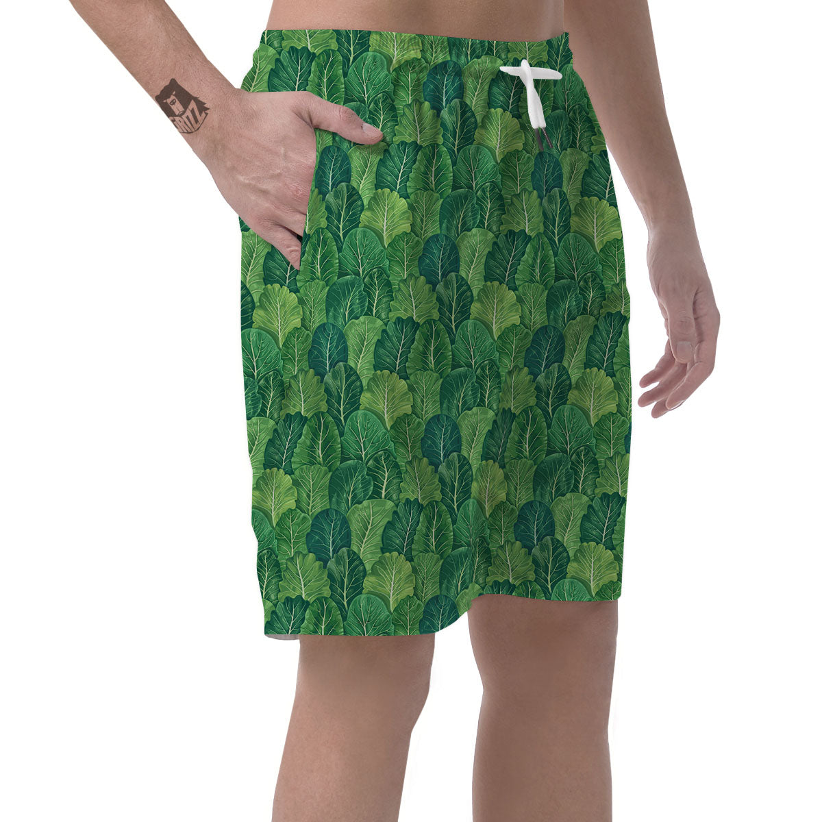 Cabbage Leaf Green Print Men's Shorts-grizzshop