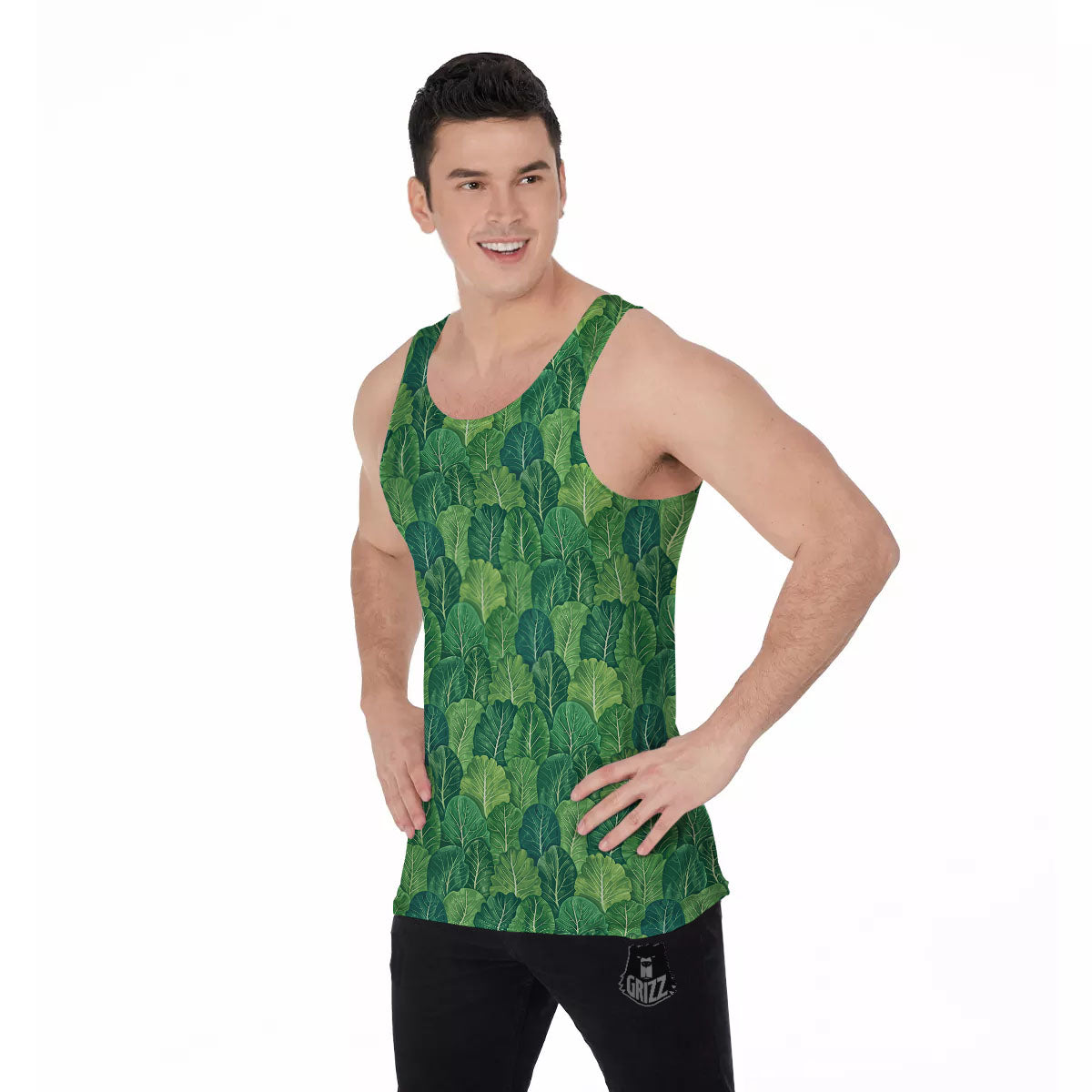 Cabbage Leaf Green Print Men's Tank Top-grizzshop
