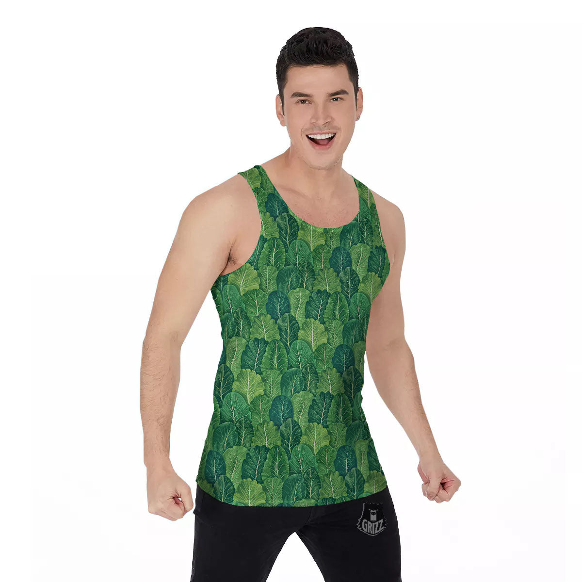 Cabbage Leaf Green Print Men's Tank Top-grizzshop