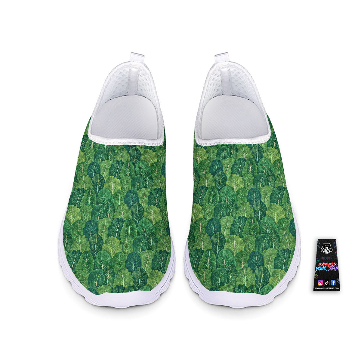 Cabbage Leaf Green Print Nurse Shoes-grizzshop