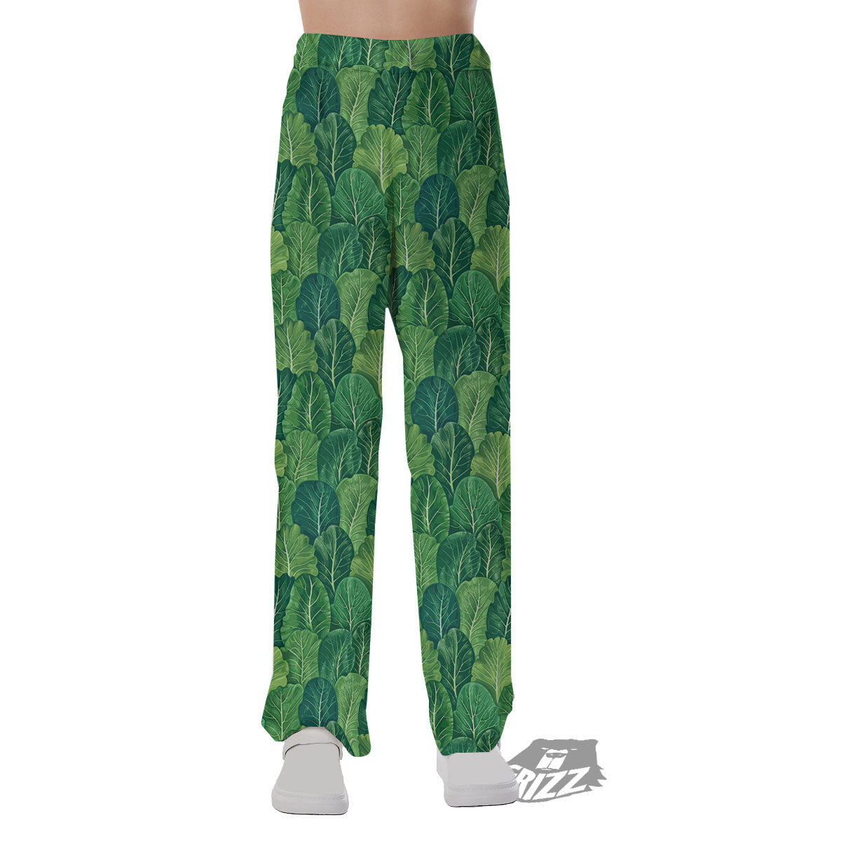 Cabbage Leaf Green Print Pajama Pants-grizzshop