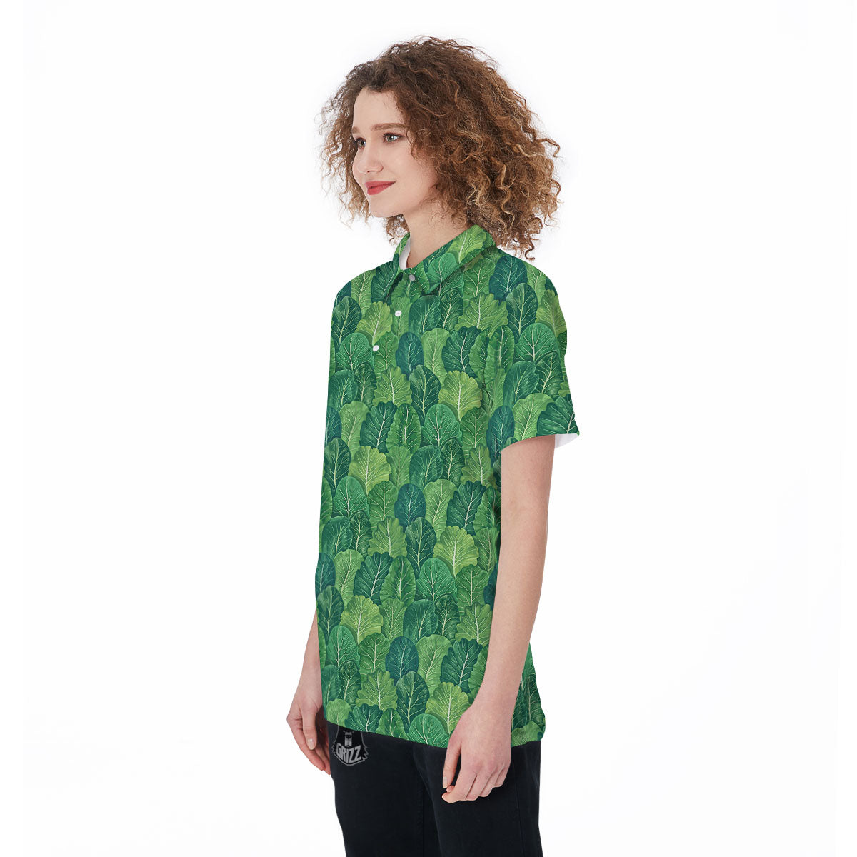 Cabbage Leaf Green Print Women's Golf Shirts-grizzshop
