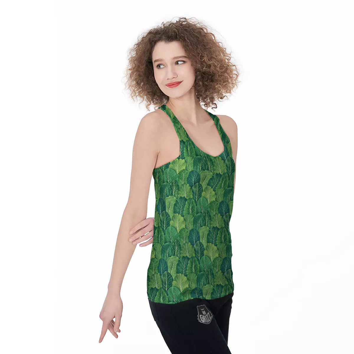 Cabbage Leaf Green Print Women's Racerback Tank Top-grizzshop