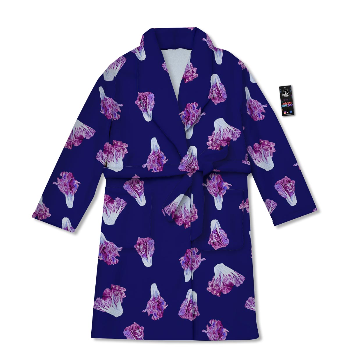 Cabbage Leaves Purple Print Pattern Bathrobe-grizzshop