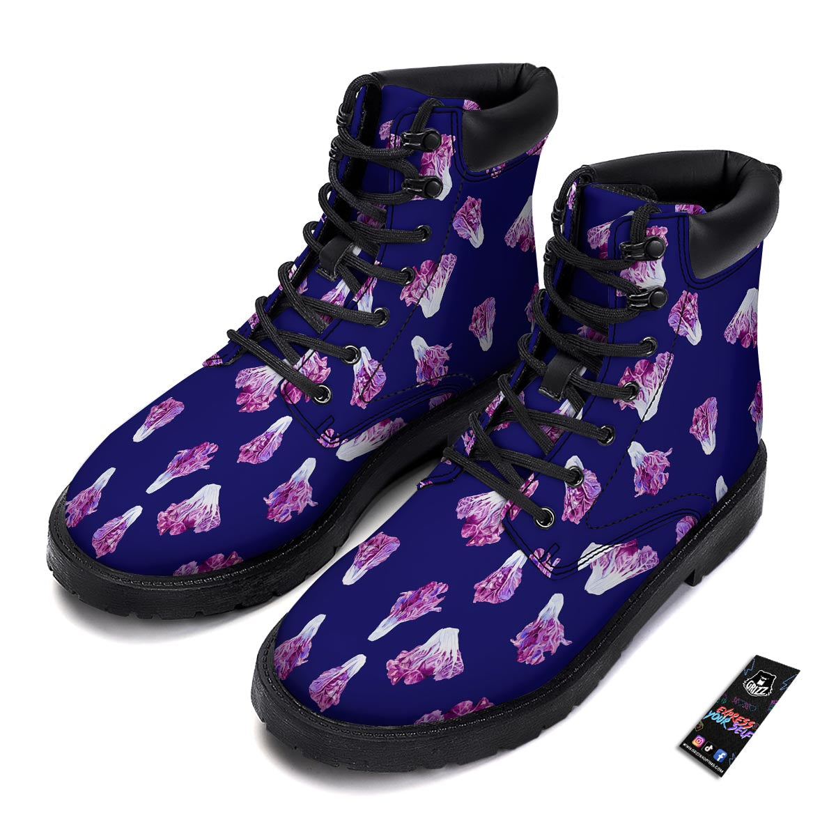Cabbage Leaves Purple Print Pattern Boots-grizzshop