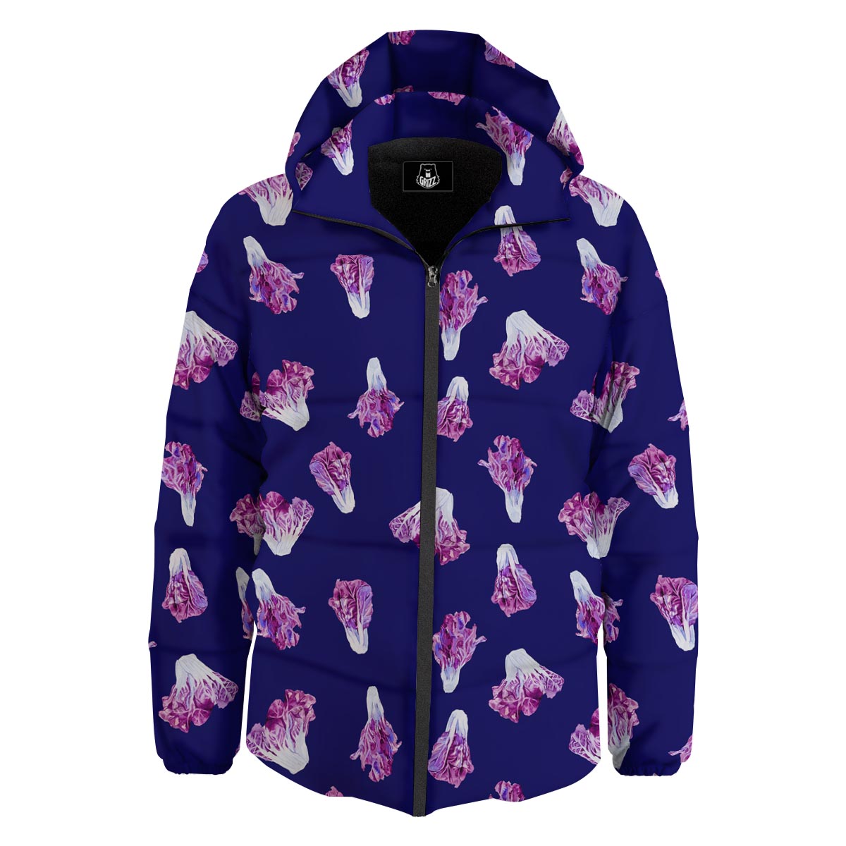 Cabbage Leaves Purple Print Pattern Down Jacket-grizzshop