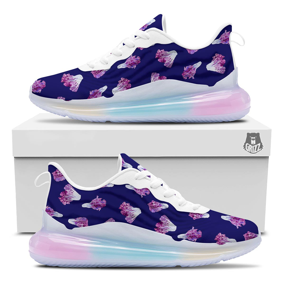 Cabbage Leaves Purple Print Pattern Running Sneakers-grizzshop
