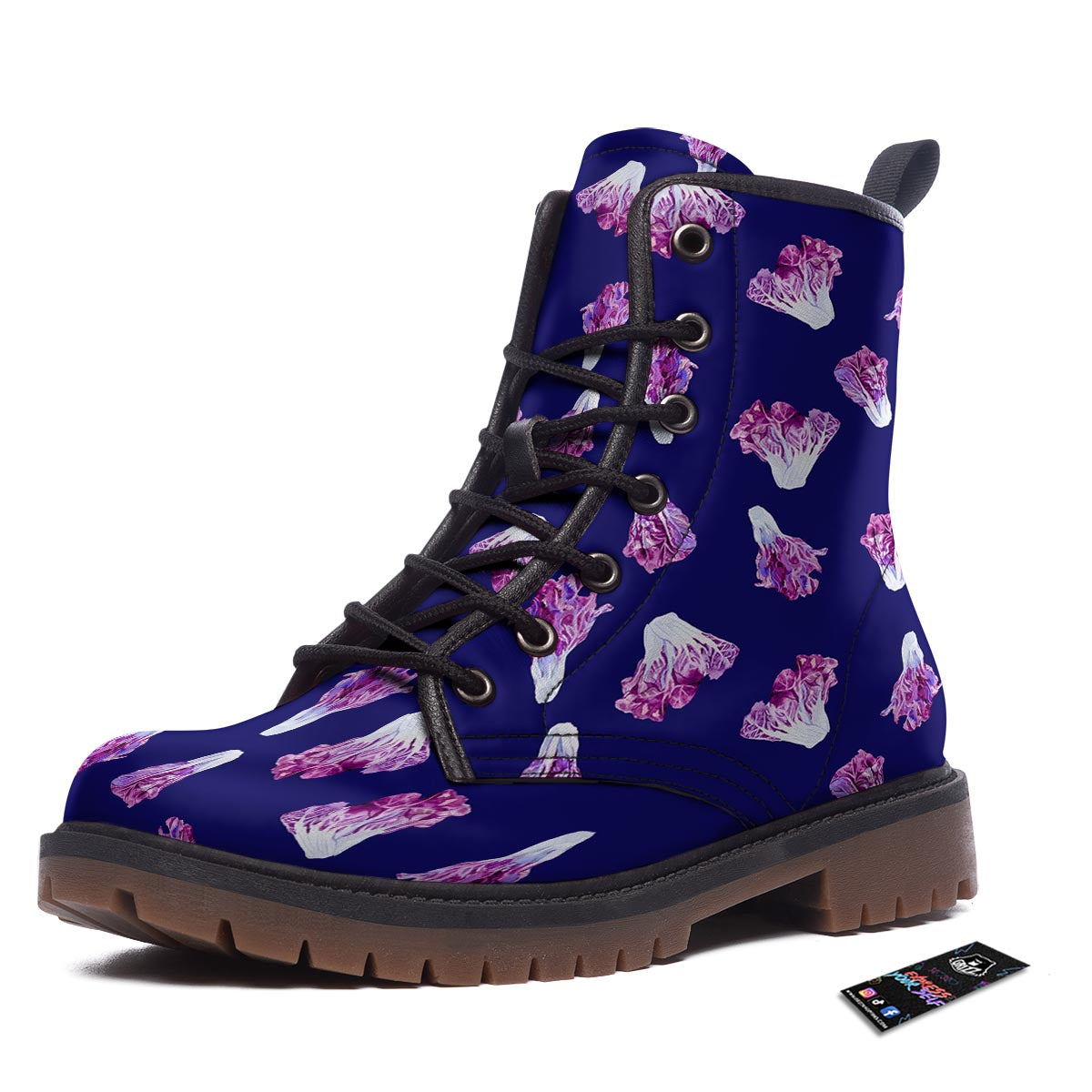 Cabbage Leaves Purple Print Pattern Work Boots-grizzshop