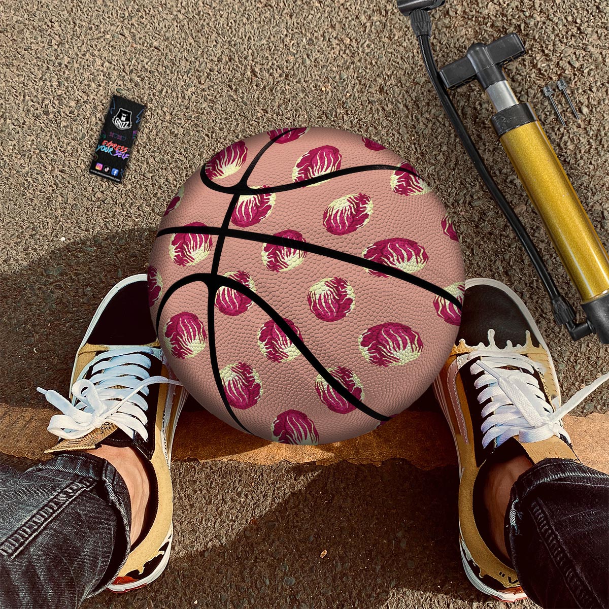 Cabbage Red Print Pattern Basketball-grizzshop