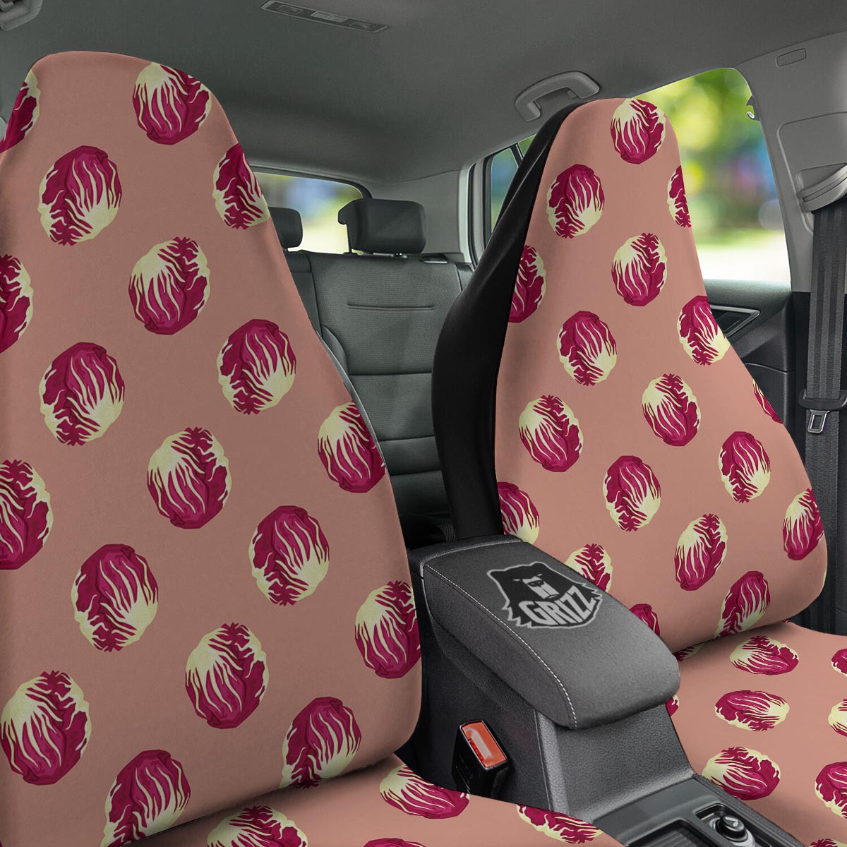 Cabbage Red Print Pattern Car Seat Covers-grizzshop