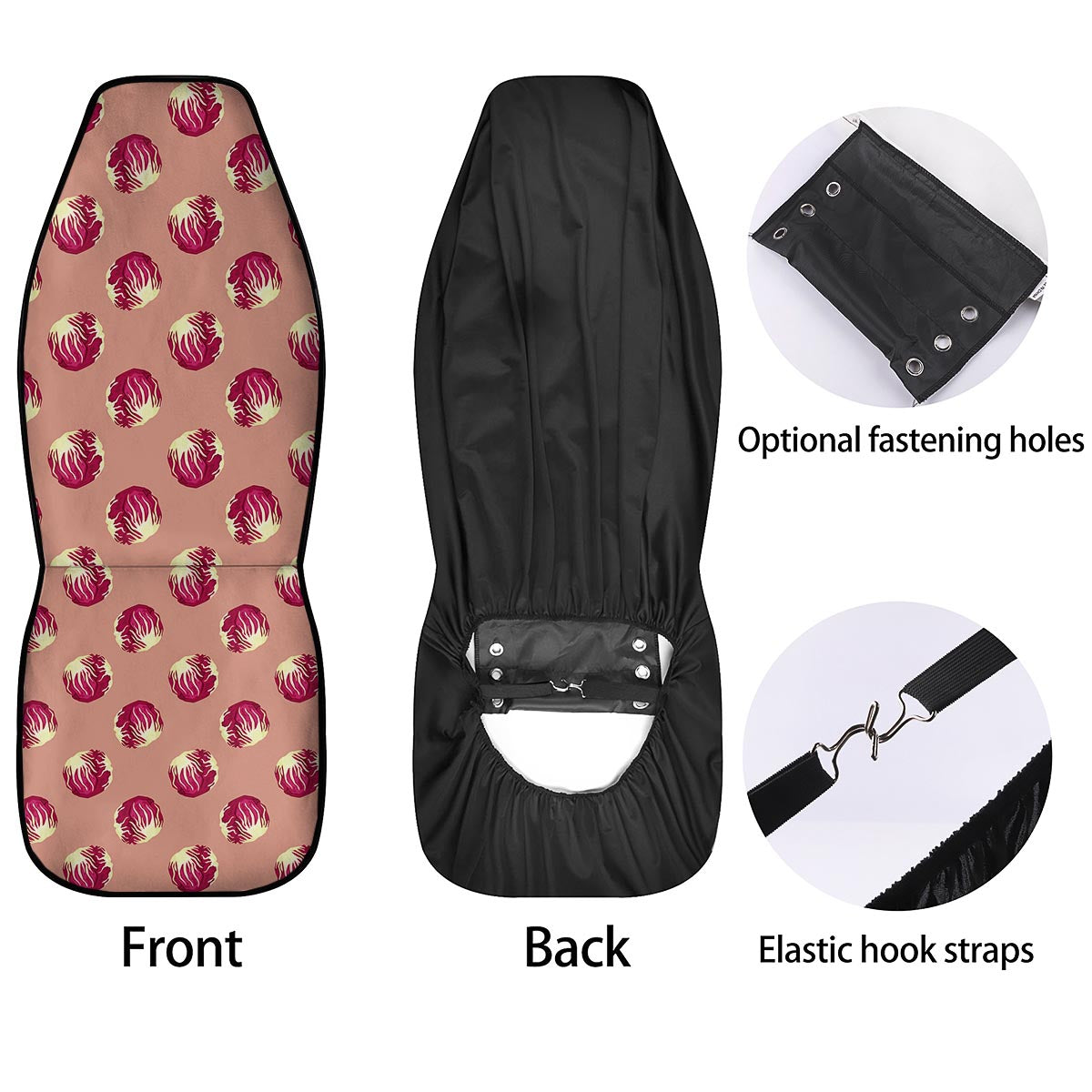 Cabbage Red Print Pattern Car Seat Covers-grizzshop