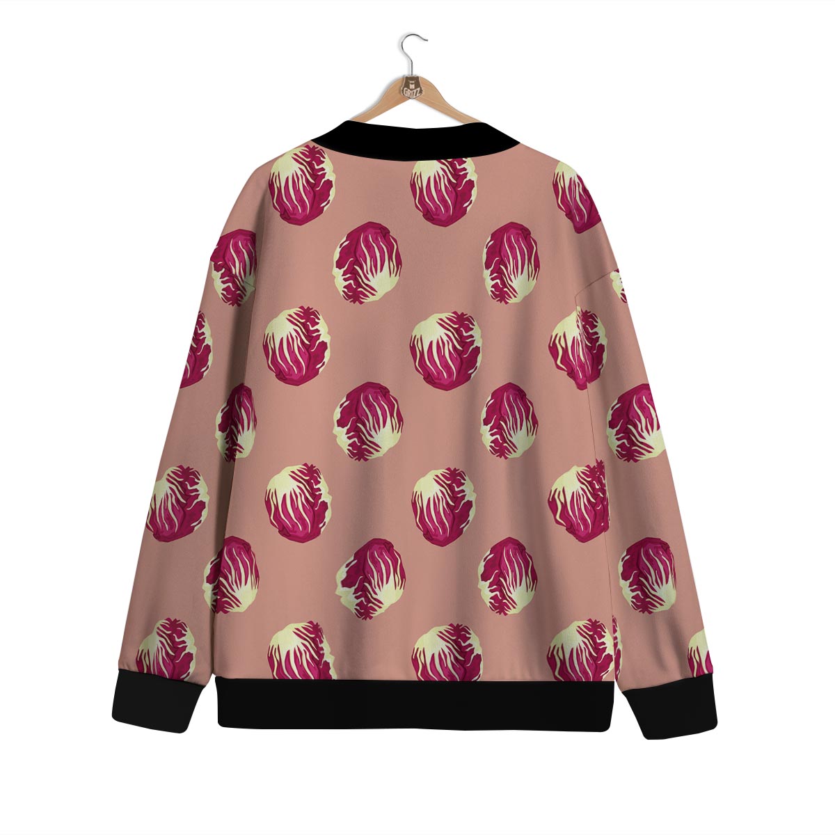 Cabbage Red Print Pattern Cardigan-grizzshop