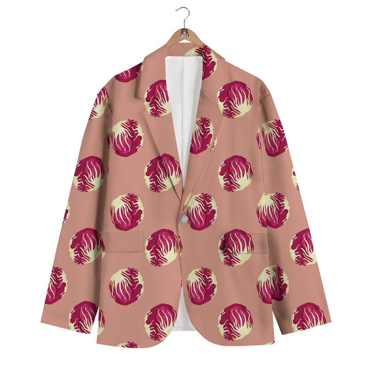 Cabbage Red Print Pattern Men's Blazer-grizzshop