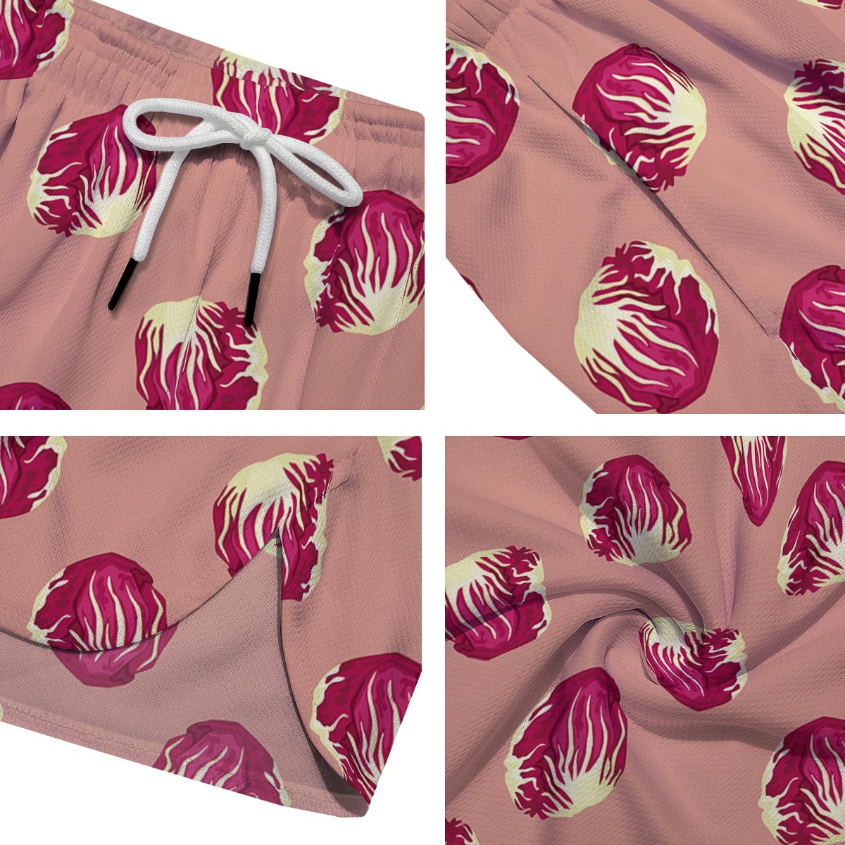 Cabbage Red Print Pattern Men's Running Shorts-grizzshop