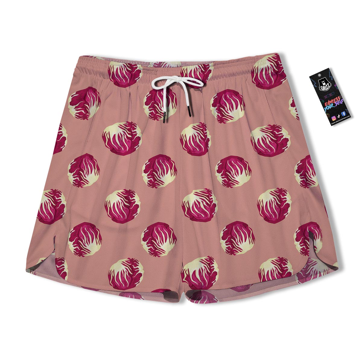 Cabbage Red Print Pattern Men's Running Shorts-grizzshop