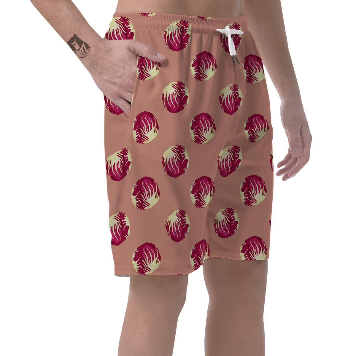 Cabbage Red Print Pattern Men's Shorts-grizzshop