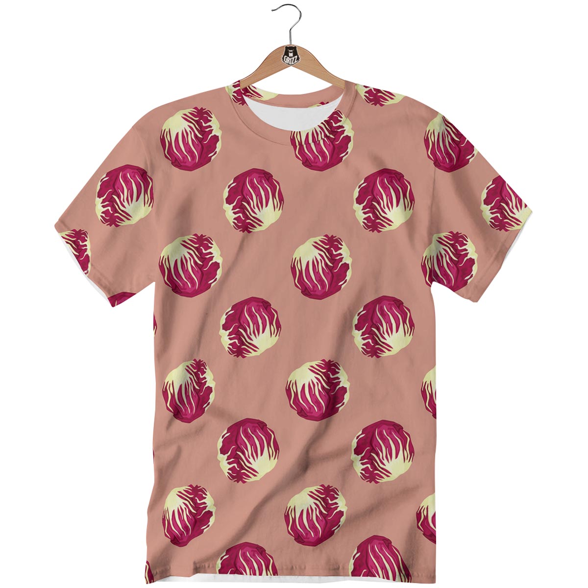 Cabbage Red Print Pattern T-Shirt-grizzshop