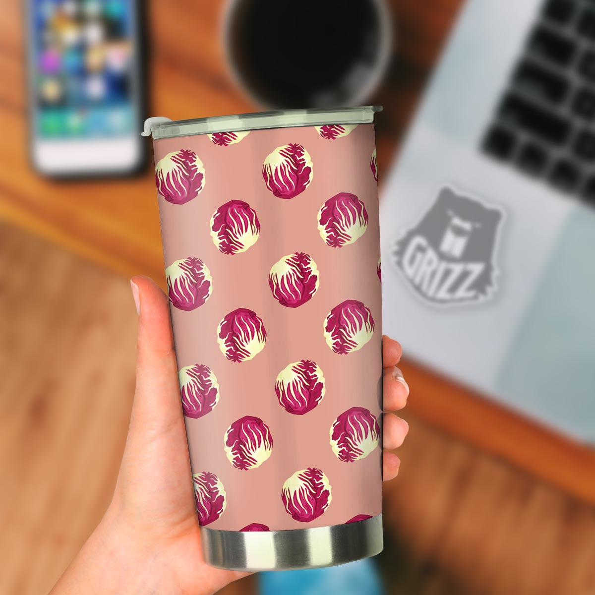 Cabbage Red Print Pattern Tumbler-grizzshop