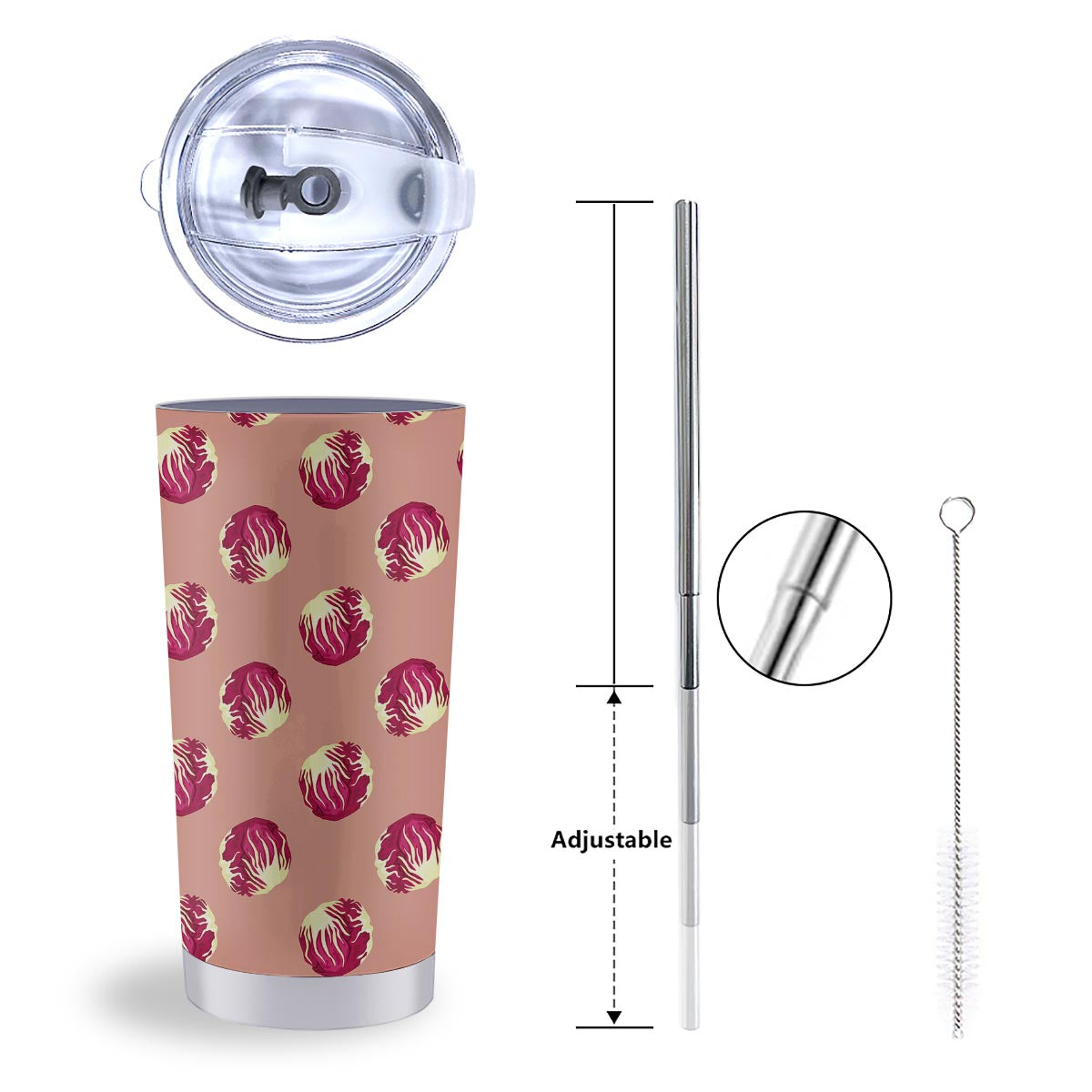 Cabbage Red Print Pattern Tumbler-grizzshop