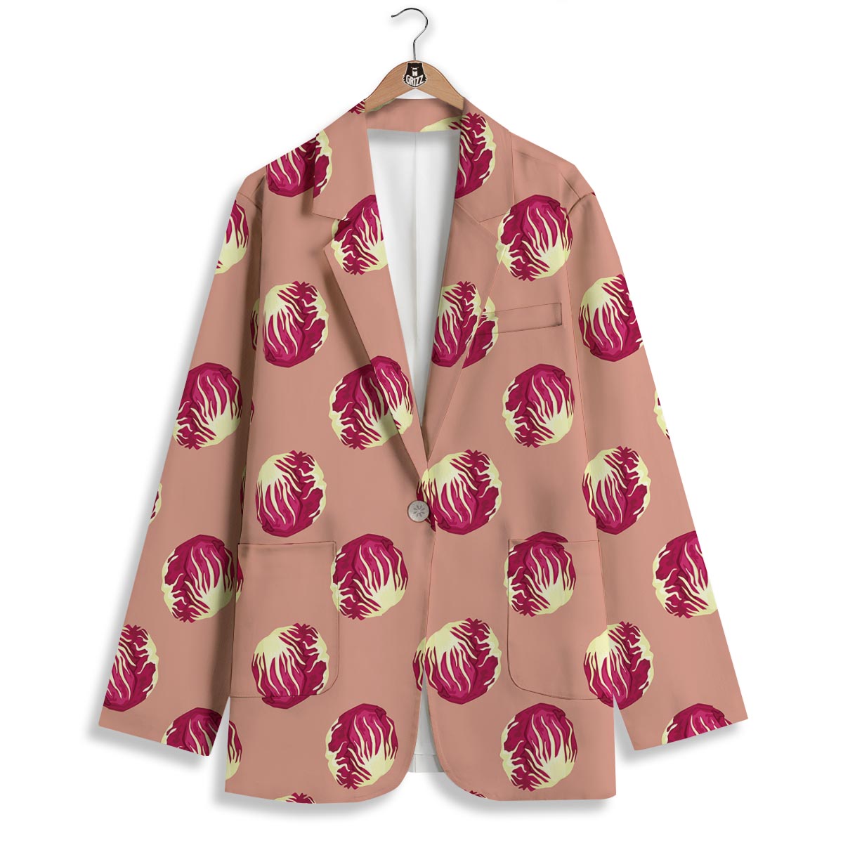 Cabbage Red Print Pattern Women's Blazer-grizzshop